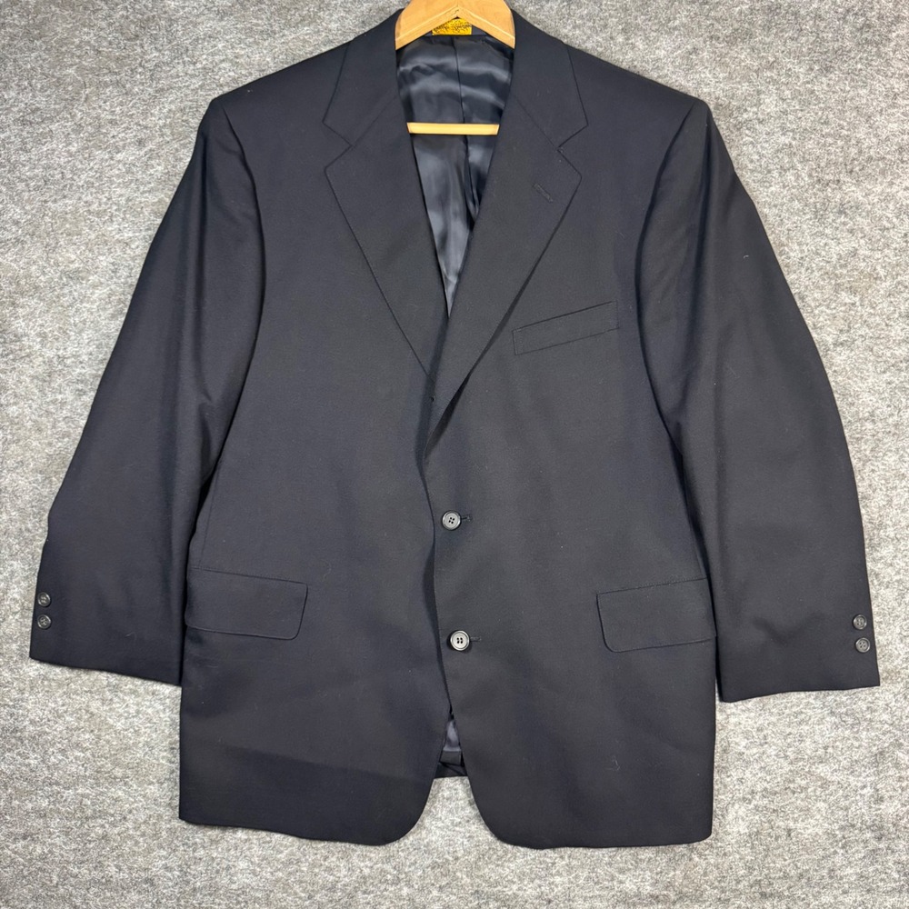 Brooks Brothers Makers Brooksease Blazer Jacket Mens 43S Navy Blue 100% Wool USA